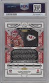 Travis Kelce from the 2023 Panini Obsidian set featuring a Electric Etch Deep Sea Mojo parallel graded by PSA and given an overall grade of 10.