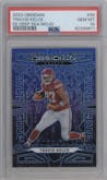 Travis Kelce from the 2023 Panini Obsidian set featuring a Electric Etch Deep Sea Mojo parallel graded by PSA and given an overall grade of 10.