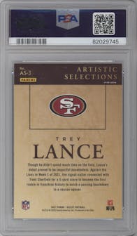 Trey Lance from the 2021 Panini Select set graded by PSA and given an overall grade of 10.