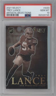 Trey Lance from the 2021 Panini Select set graded by PSA and given an overall grade of 10.