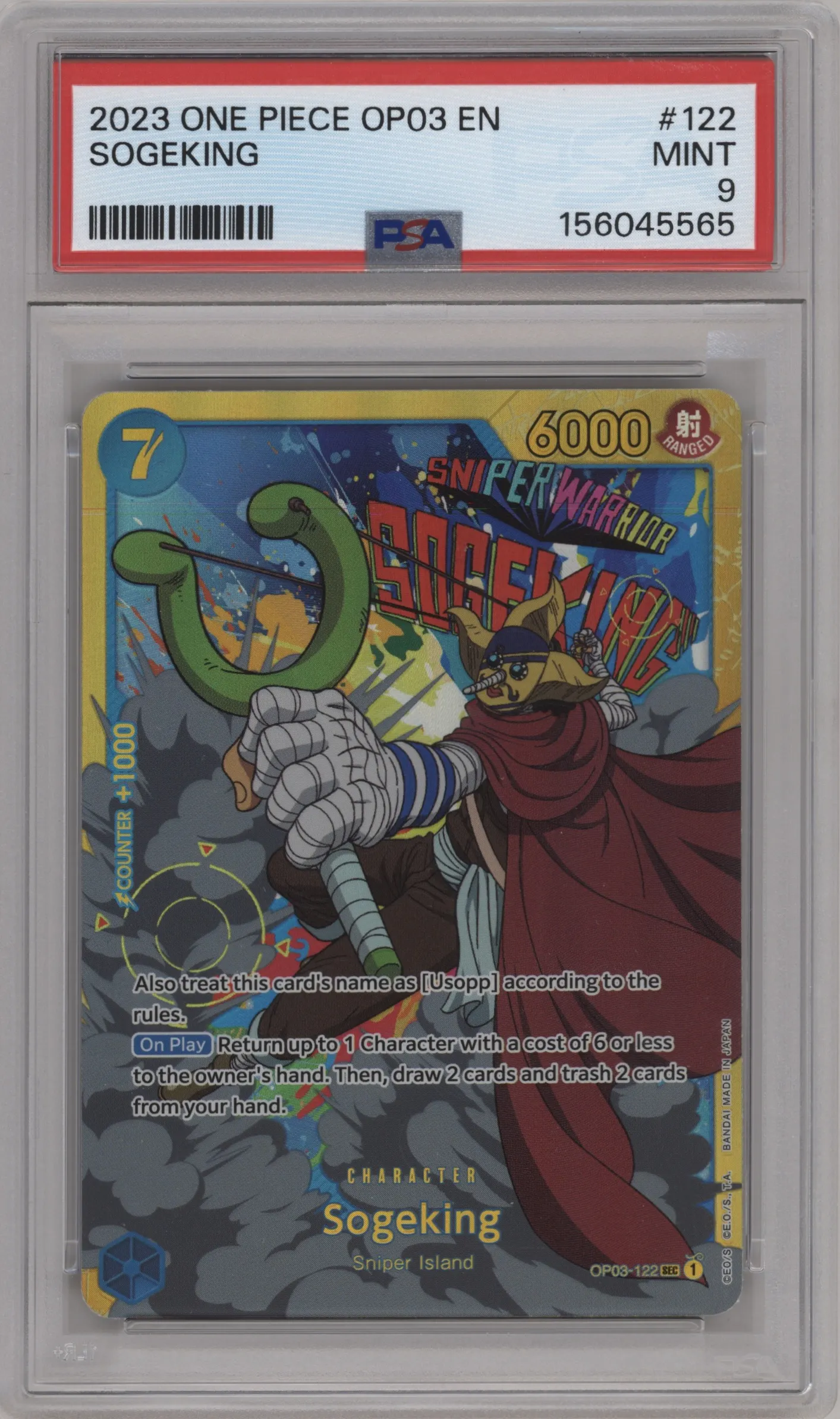 2023 One Piece Pillars of Strength Sogeking SEC #OP03-122 SEC PSA 9