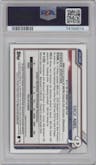 Mick Abel from the 2021 Bowman set featuring a Green Shimmer Refractor parallel graded by PSA and given an overall grade of 10.