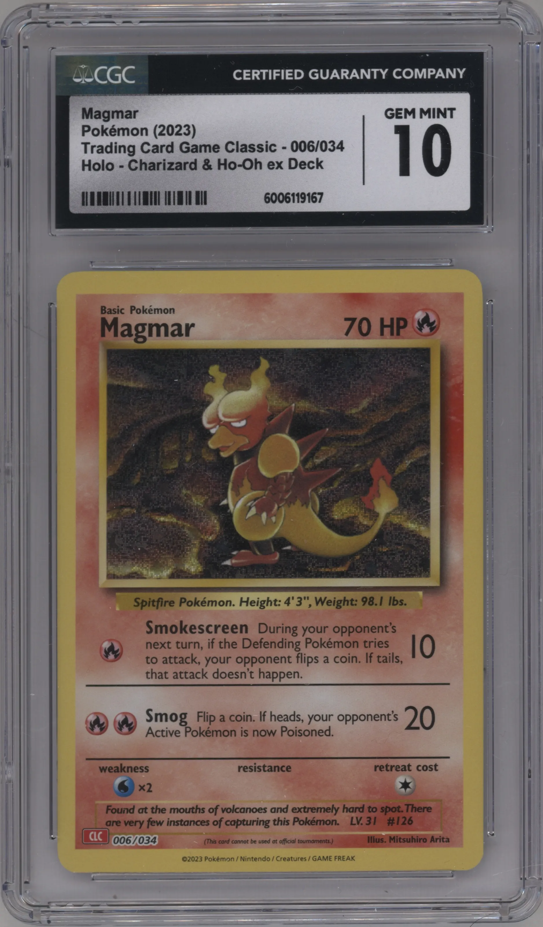 2023 Pokemon CLC Magmar CGC 10