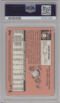 Shohei Ohtani from the 2018 Topps Heritage High Number set graded by PSA and given an overall grade of 10.