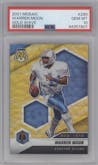 Warren Moon from the 2021 Panini Mosaic set featuring a Gold Wave parallel graded by PSA and given an overall grade of 10.