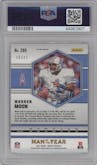 Warren Moon from the 2021 Panini Mosaic set featuring a Gold Wave parallel graded by PSA and given an overall grade of 10.