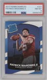 Patrick Mahomes II from the 2017 Panini Donruss set graded by PSA and given an overall grade of 8.