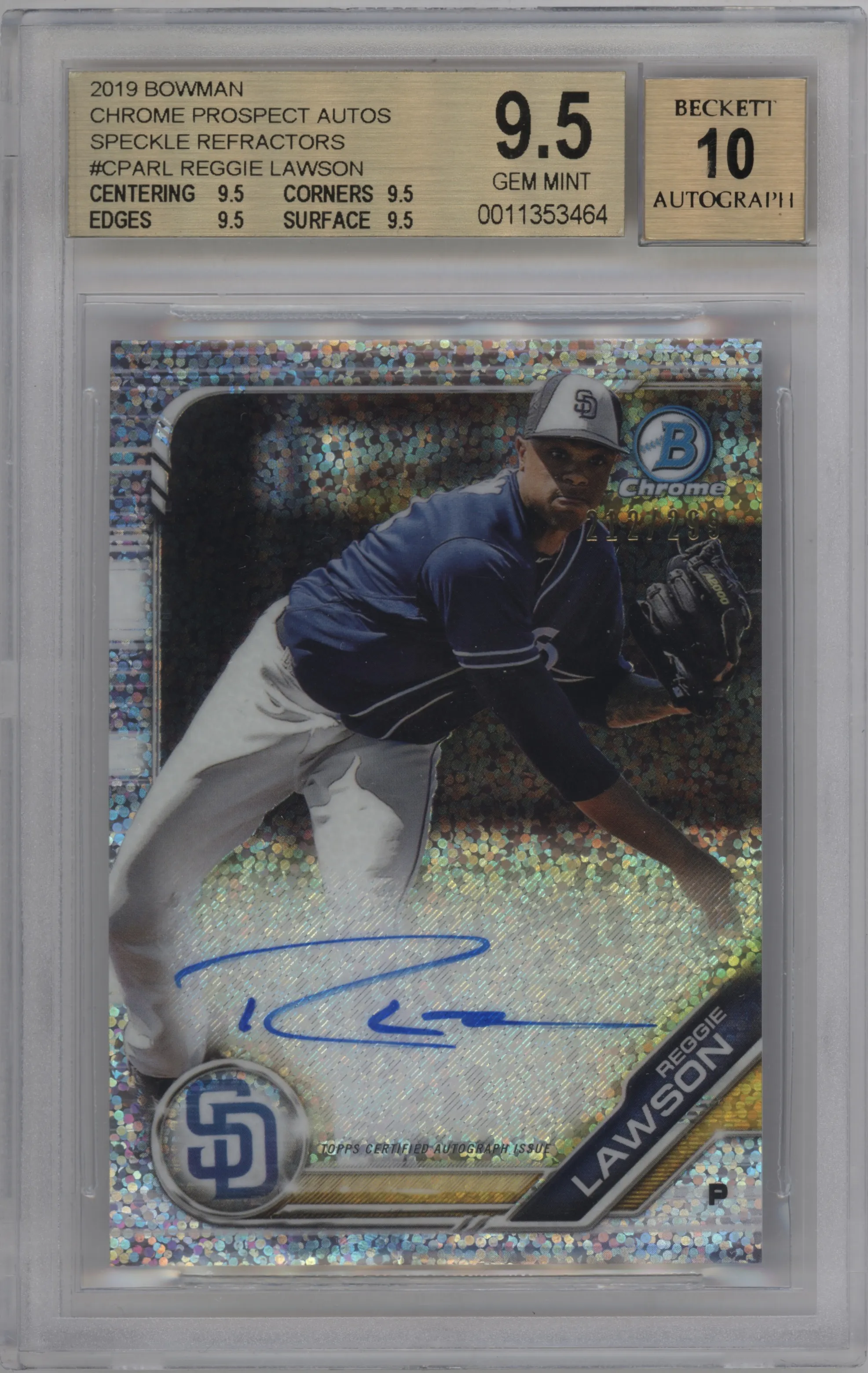 2019 Bowman Chr.Pros.Auto Reggie Lawson Speckle Refractor #CPA-RL BGS 9.5