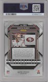 Brock Purdy from the 2022 Panini Prizm set featuring a Silver Prizm parallel graded by PSA and given an overall grade of 9.