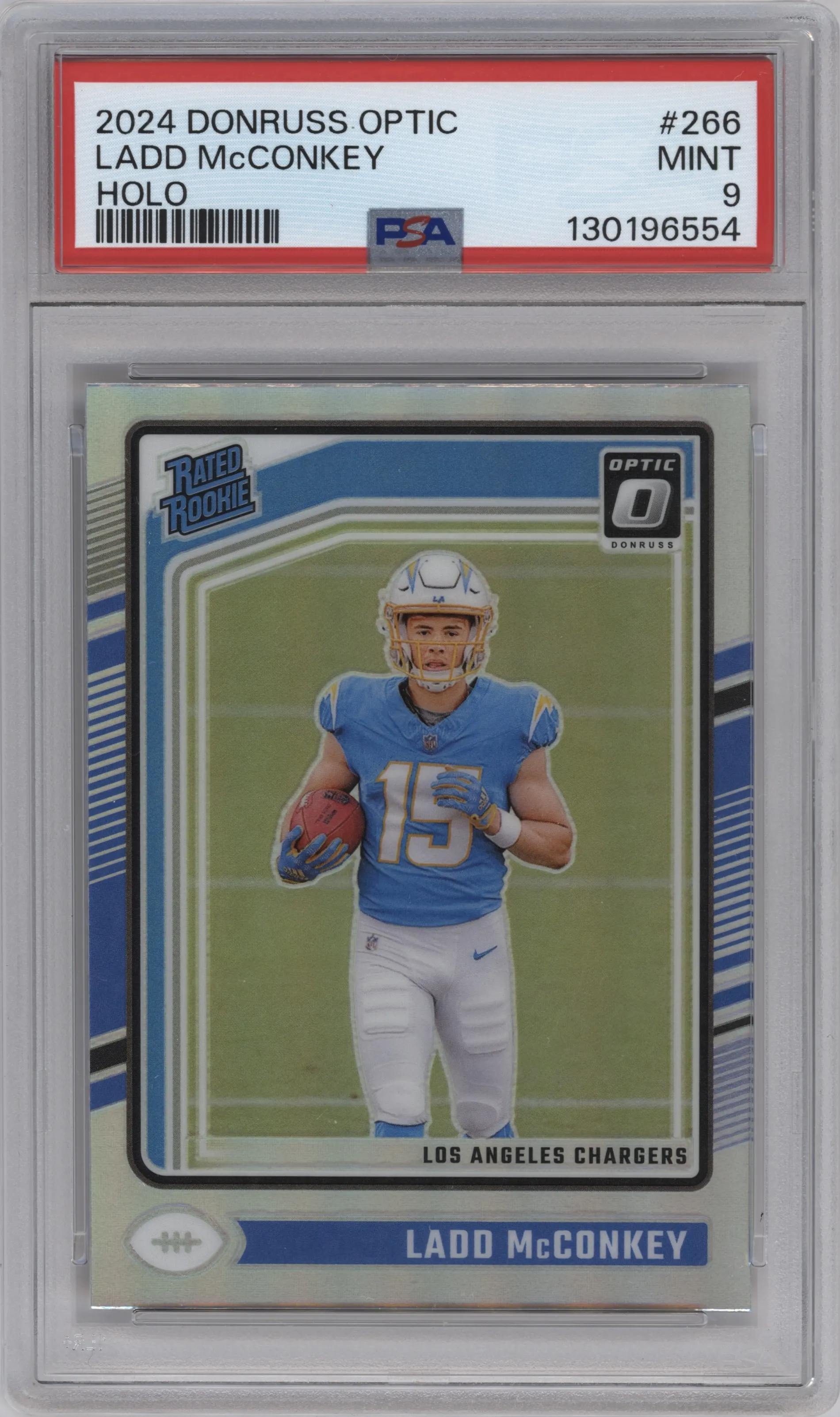 2024 Donruss Optic Rated Rookie Ladd McConkey Holo #266 PSA 9