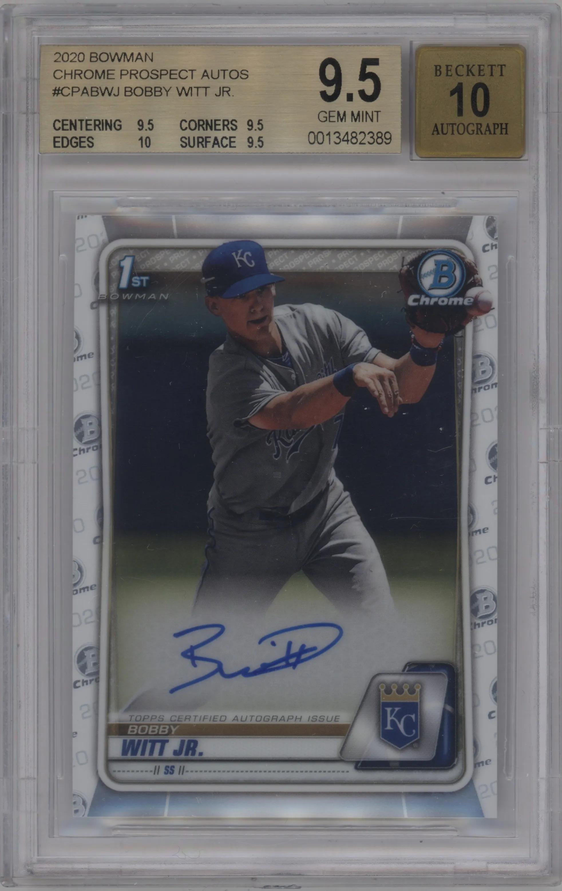 2020 Bowman Chr.Pros.Auto Bobby Witt Jr. #CPA-BWJ BGS 9.5