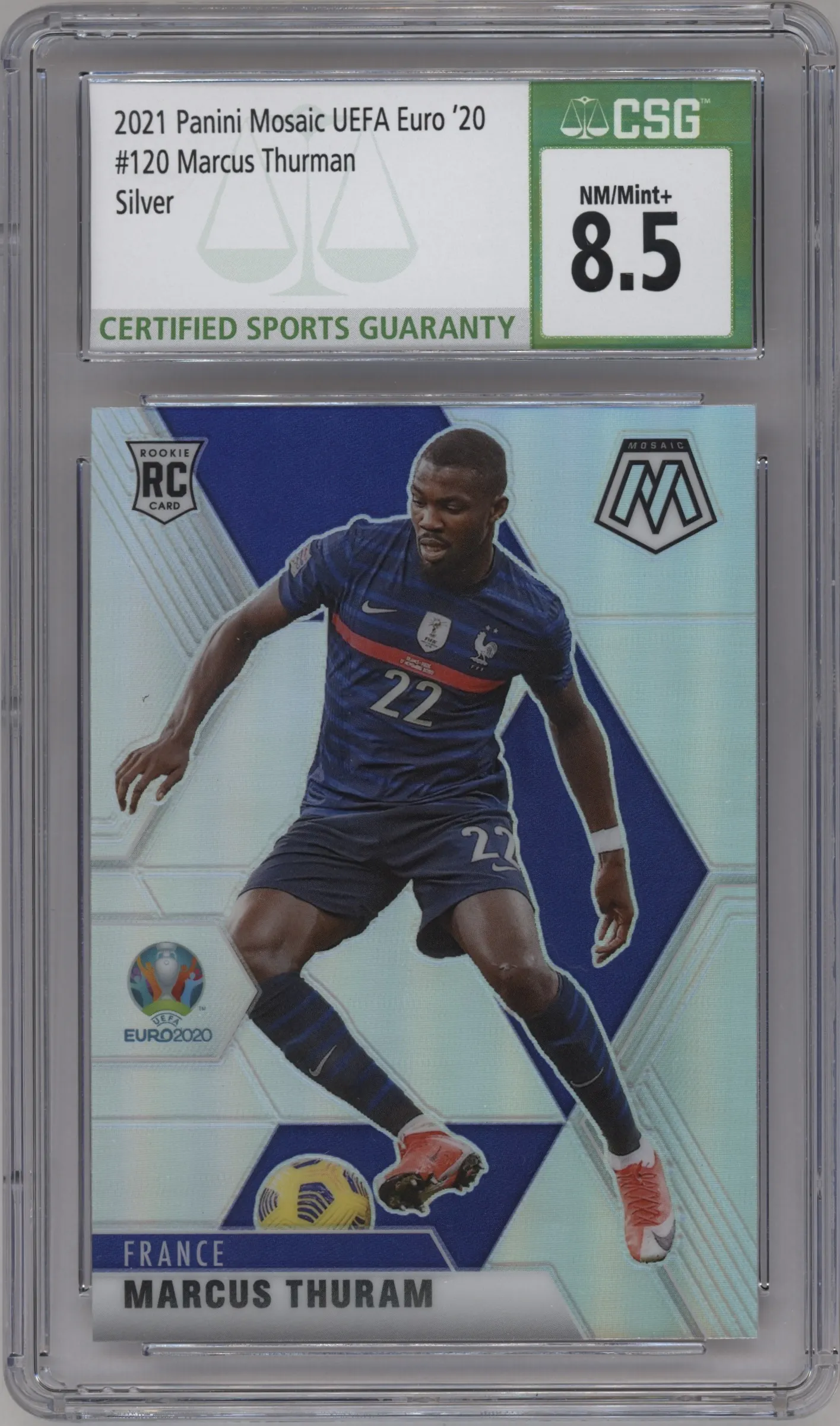 2021 Panini Mosaic UEFA EURO 2020 Marcus Thuram Silver #120 CGC 8.5