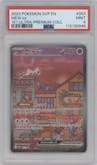 Mew ex from the 2023 Pokemon SV set featuring a Scarlet & Violet 151 Ultra Premium Collection parallel graded by PSA and given an overall grade of 9.
