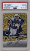 Alec Pierce from the 2022 Panini Mosaic set featuring a Gold  parallel graded by PSA and given an overall grade of 10.