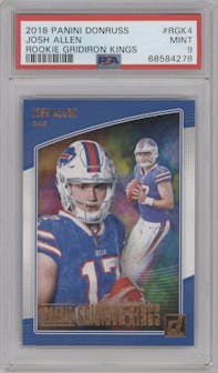 Josh Allen from the 2018 Panini Donruss set graded by PSA and given an overall grade of 9.