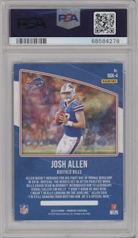 Josh Allen from the 2018 Panini Donruss set graded by PSA and given an overall grade of 9.