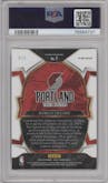 Damian Lillard from the 2022-23 Panini Select set featuring a Neon Purple Pulsar parallel graded by PSA and given an overall grade of 10.