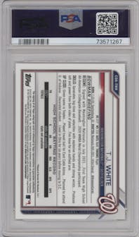 T.J. White from the 2021 Bowman Draft set graded by PSA and given an overall grade of 10.