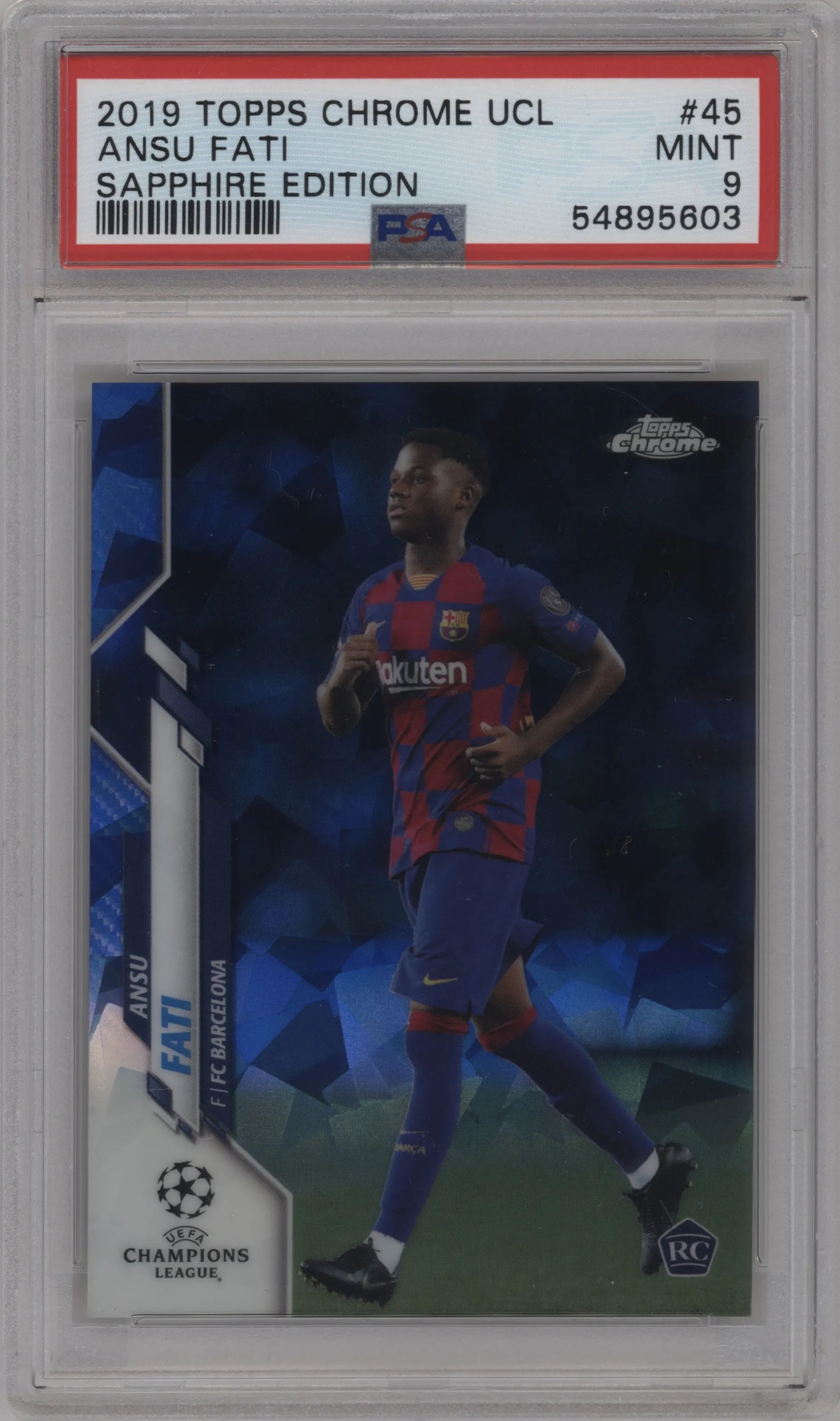 2019 Topps Chrome Sapphire Edition UEFA Champions League Ansu Fati PSA 9
