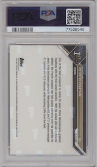 Victor Wembanyama from the 2023 Topps Now
 set graded by PSA and given an overall grade of 10.