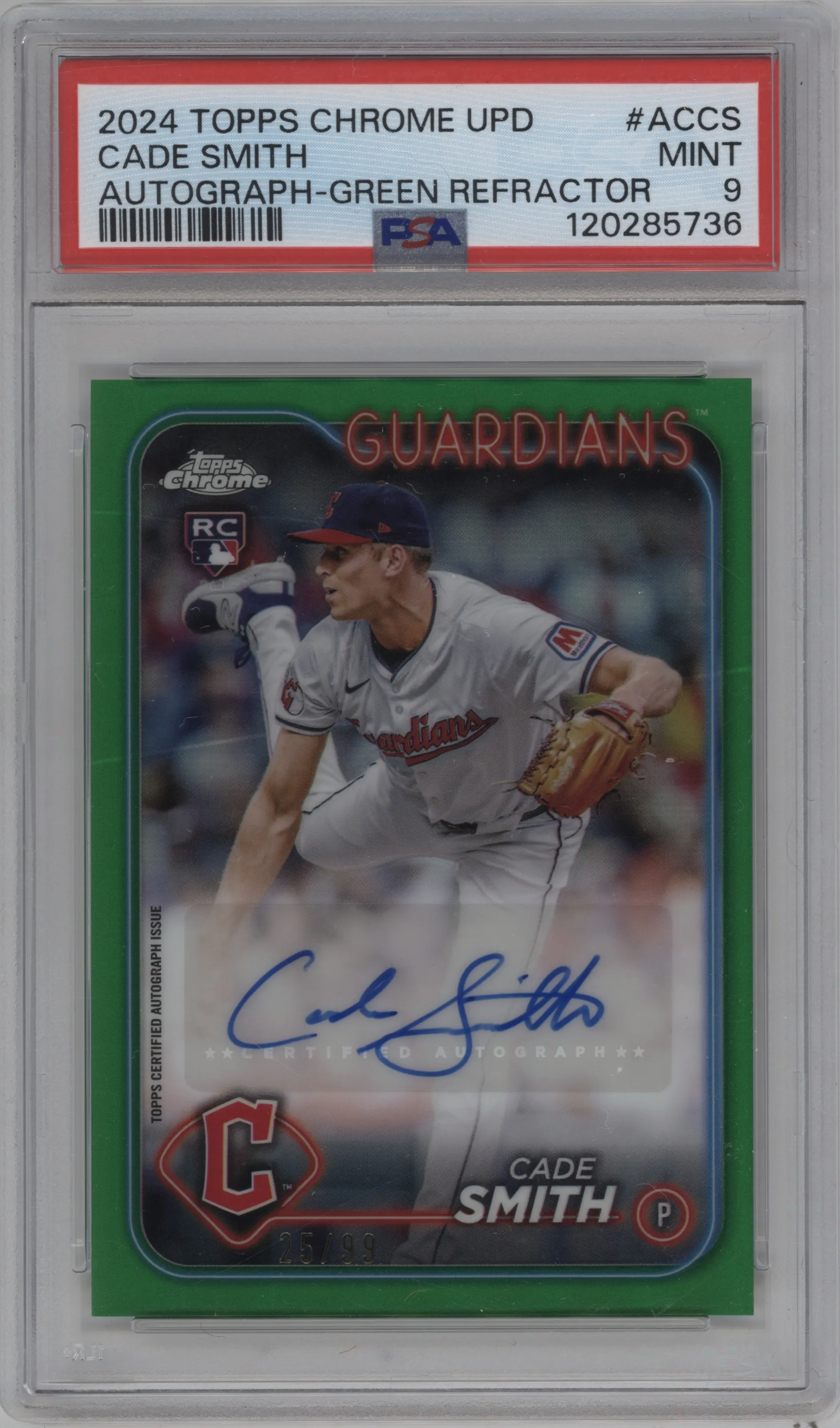 2024 Topps Chrome Update Auto Cade Smith Green Refractor #AC-CS PSA 9