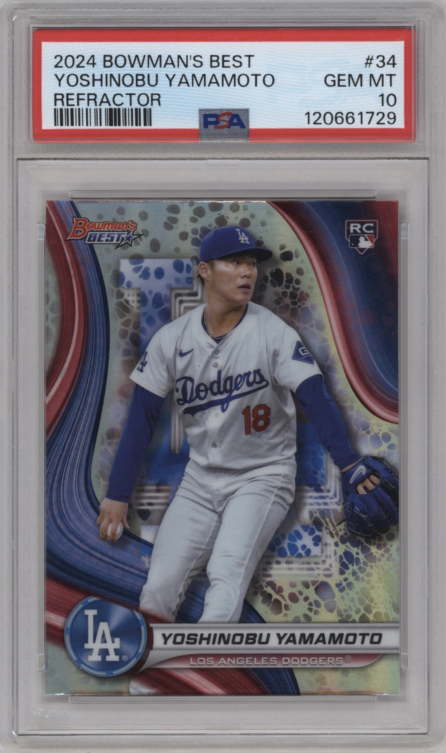 2024 Bowman's Best Yoshinobu Yamamoto Refractor #34 PSA 10
