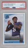 Lamar Jackson from the 2018 Panini Donruss set graded by PSA and given an overall grade of 10.