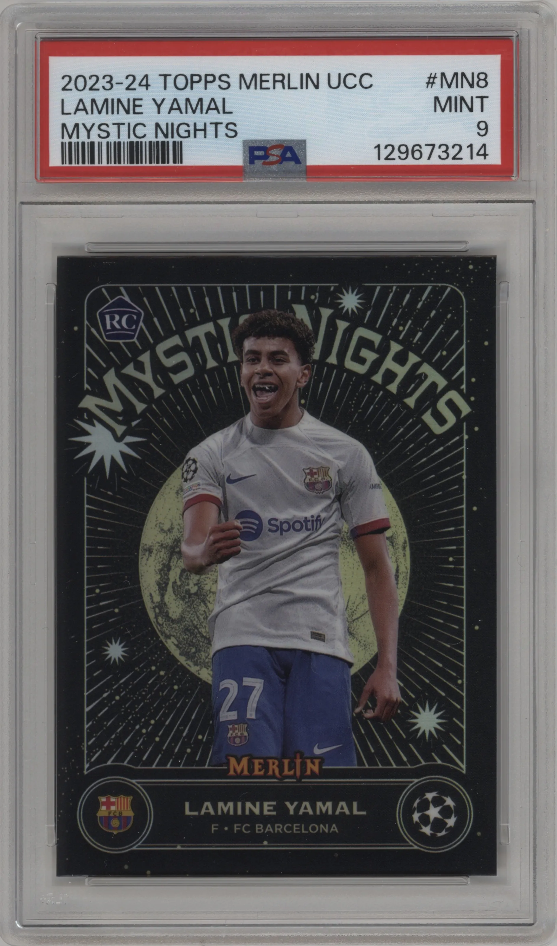 2023 Topps Merlin UEFA Club Competitions Mystic Nights Lamine Yamal #MN-8 PSA 9