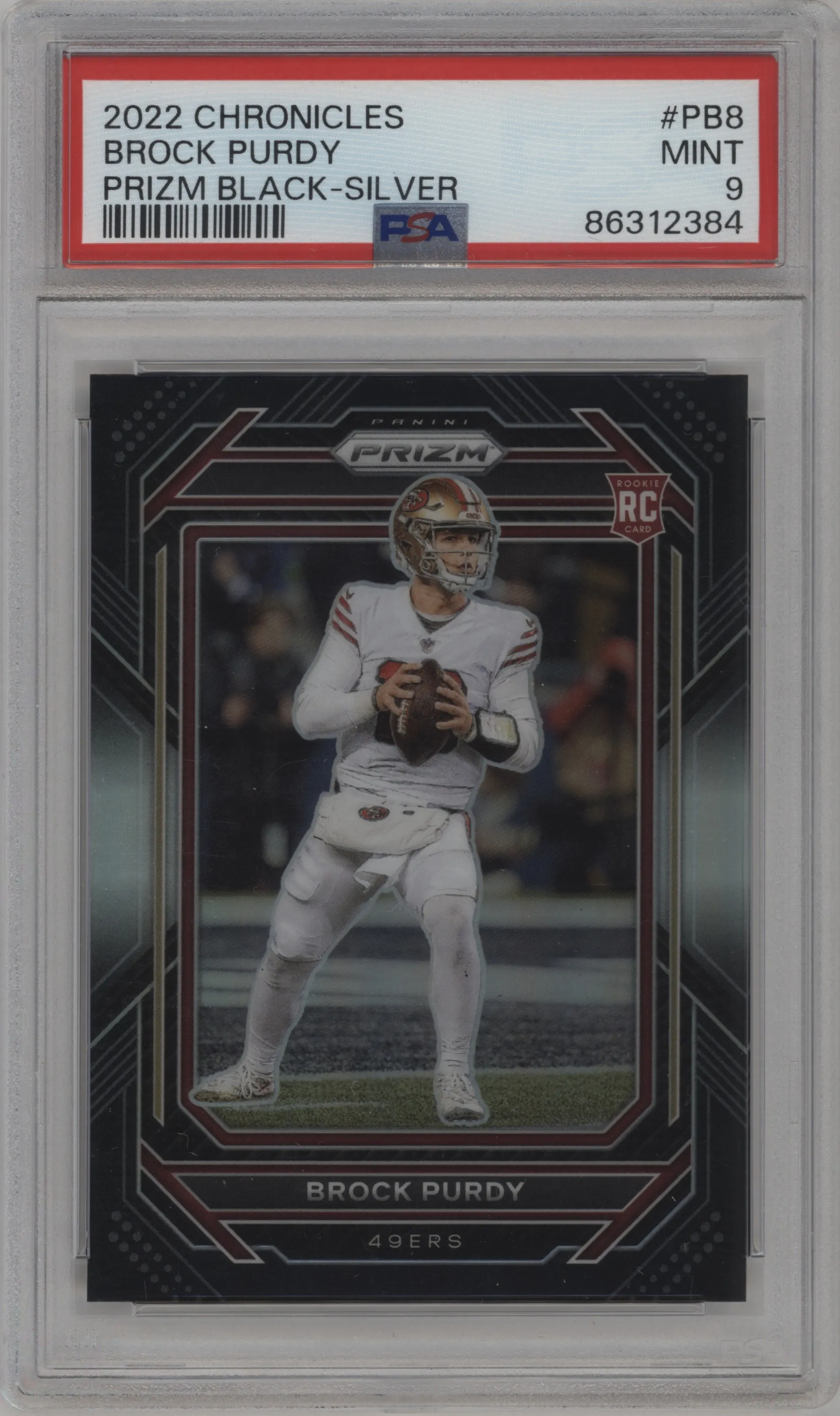 2022 Panini Chronicles Prizm Black Brock Purdy Silver #PB-8 PSA 9