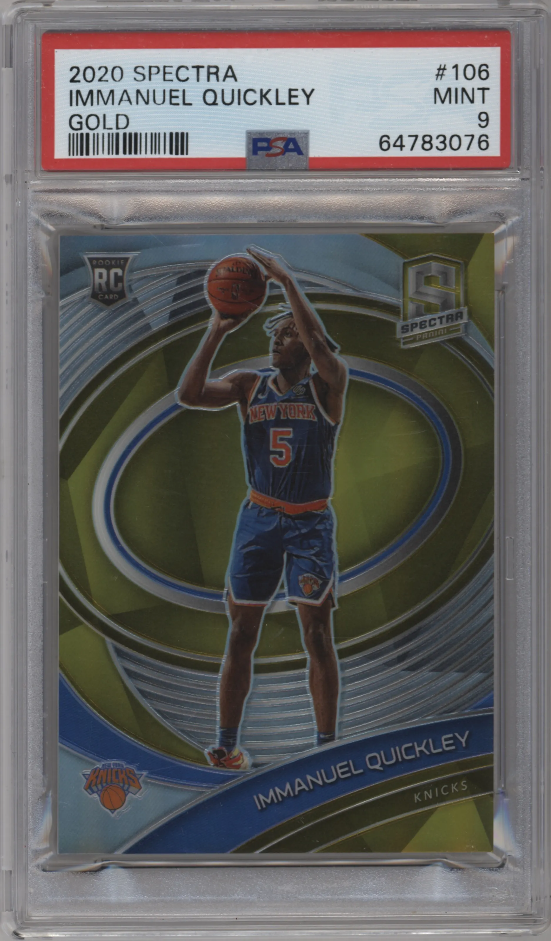 2020 Panini Spectra Immanuel Quickley Gold #106 PSA 9