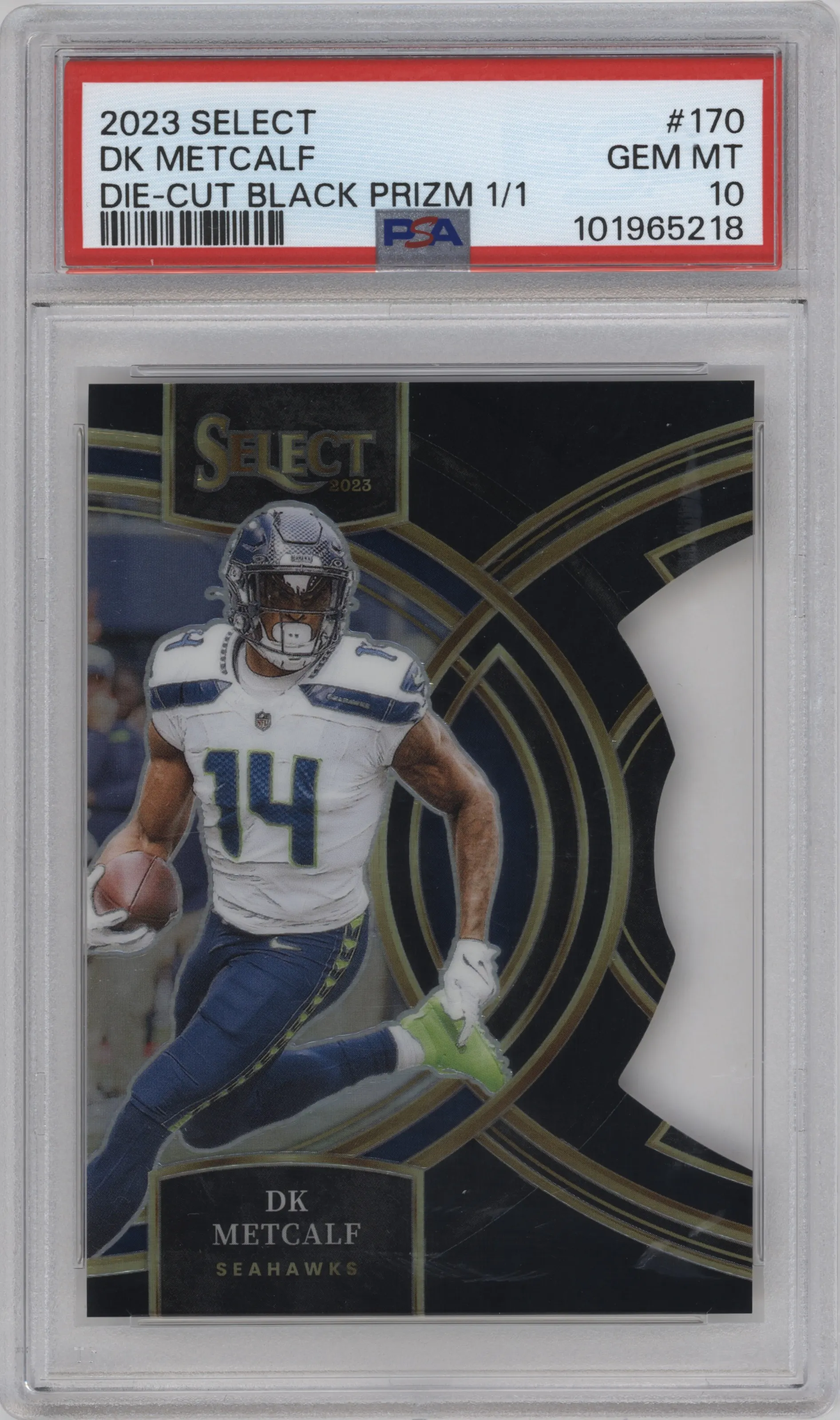 2023 Panini Select Pre.Lvl. DK Metcalf Die-Cut Black PSA 10