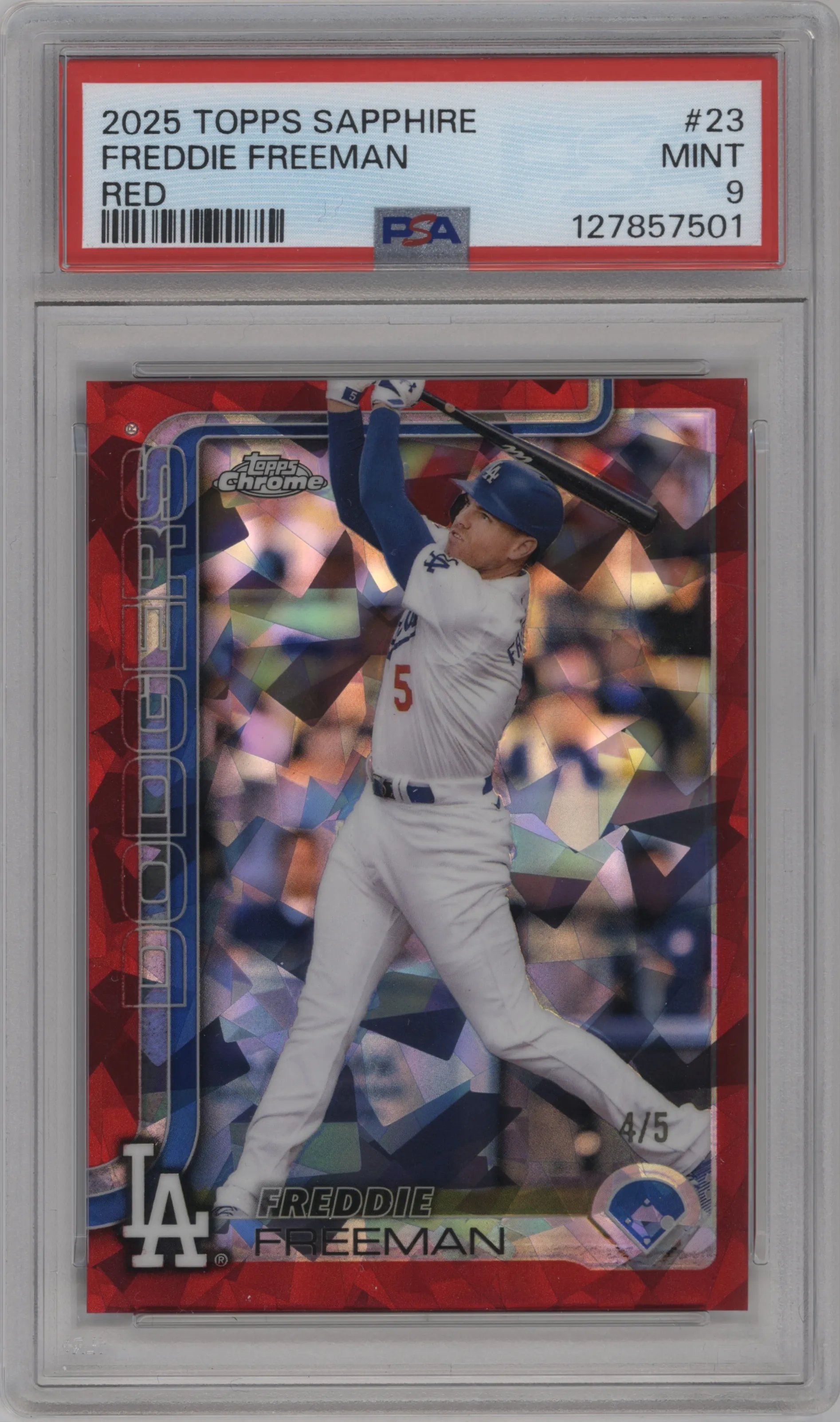 2025 Topps Chrome Sapphire Edition Freddie Freeman Red #23 PSA 9