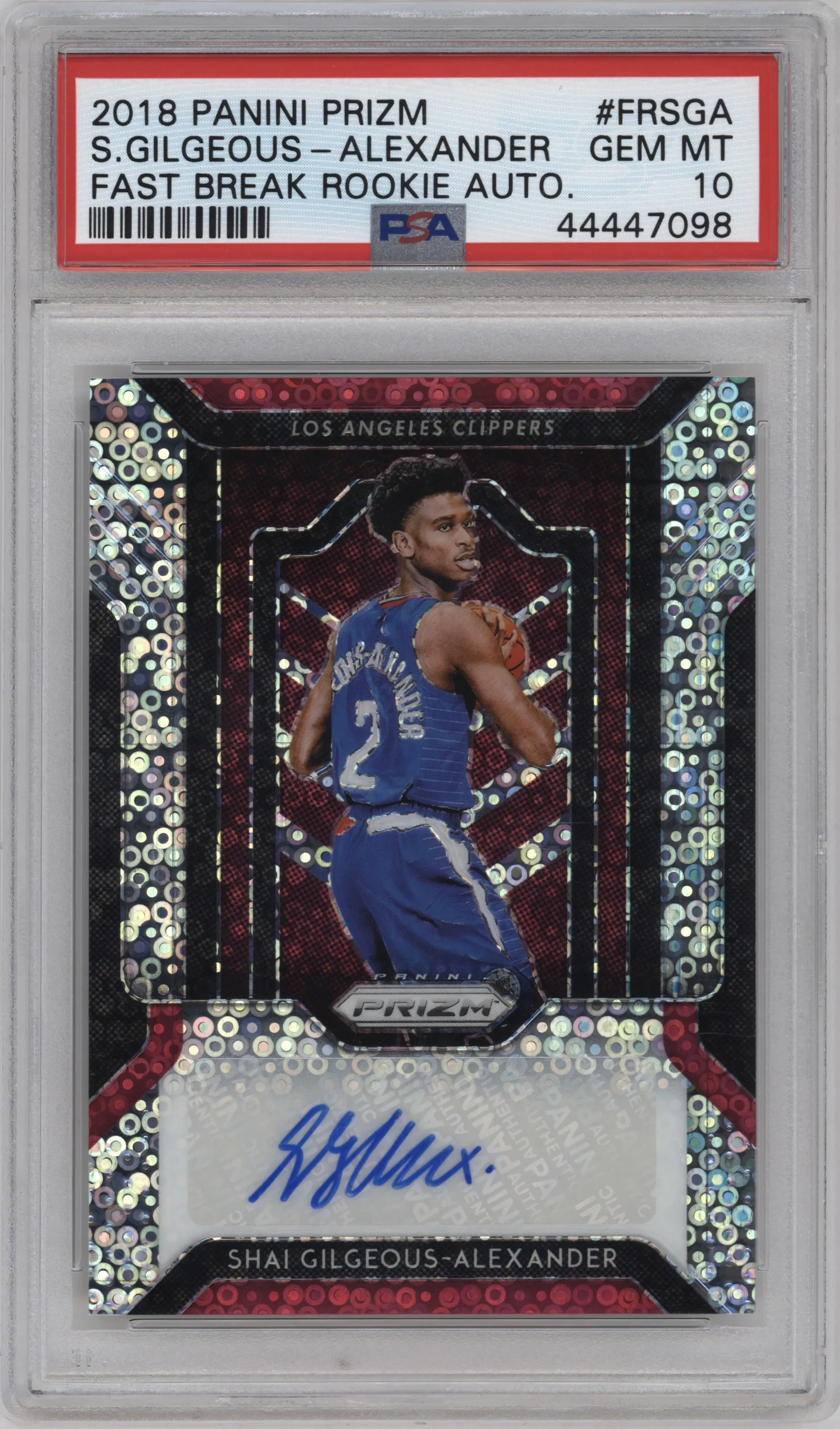 2018 Panini Prizm Rke.FB Auto Shai Gilgeous-Alexander PSA 10