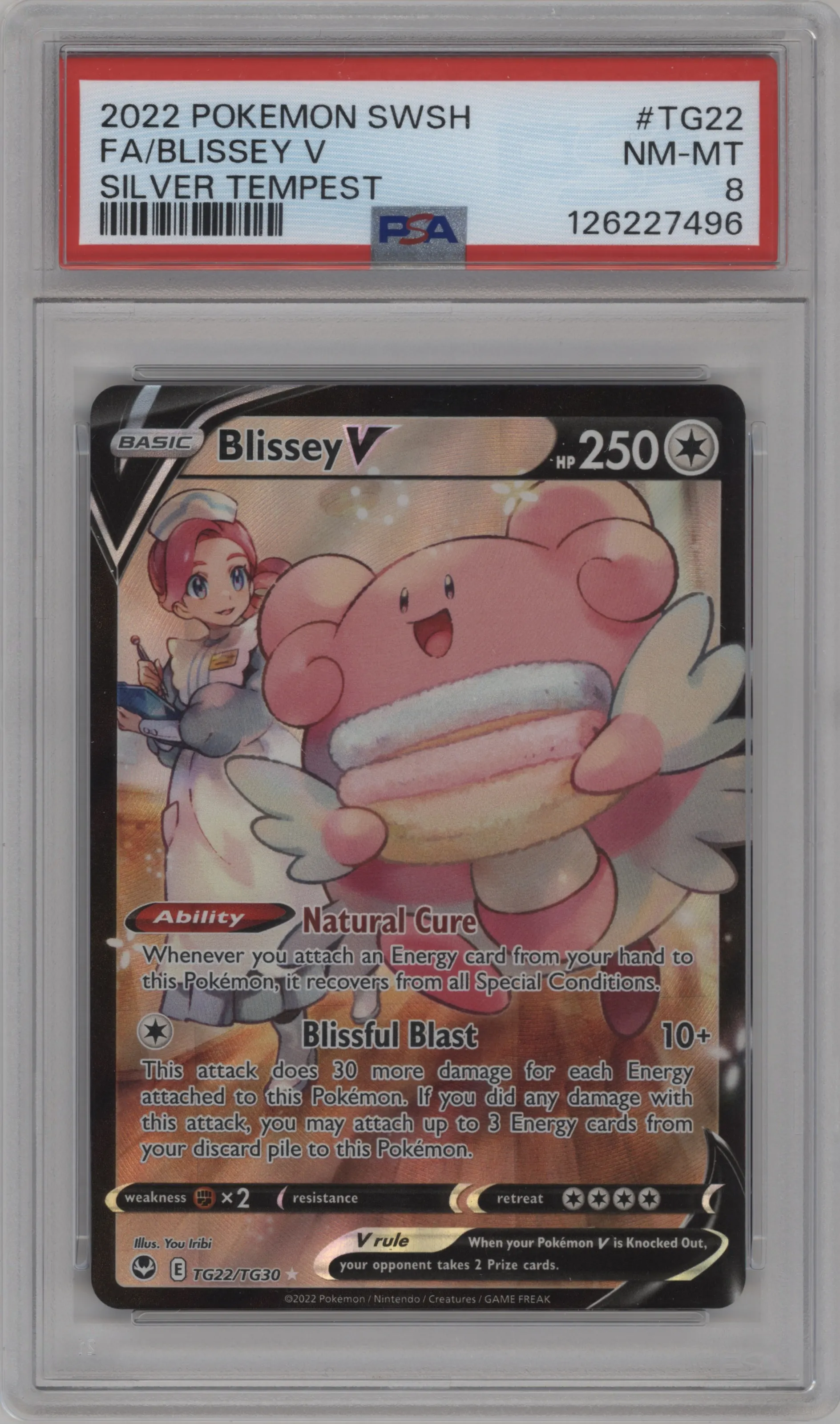 2022 Pokemon SWSH Silver Tempest TG Blissey V #TG22 PSA 8