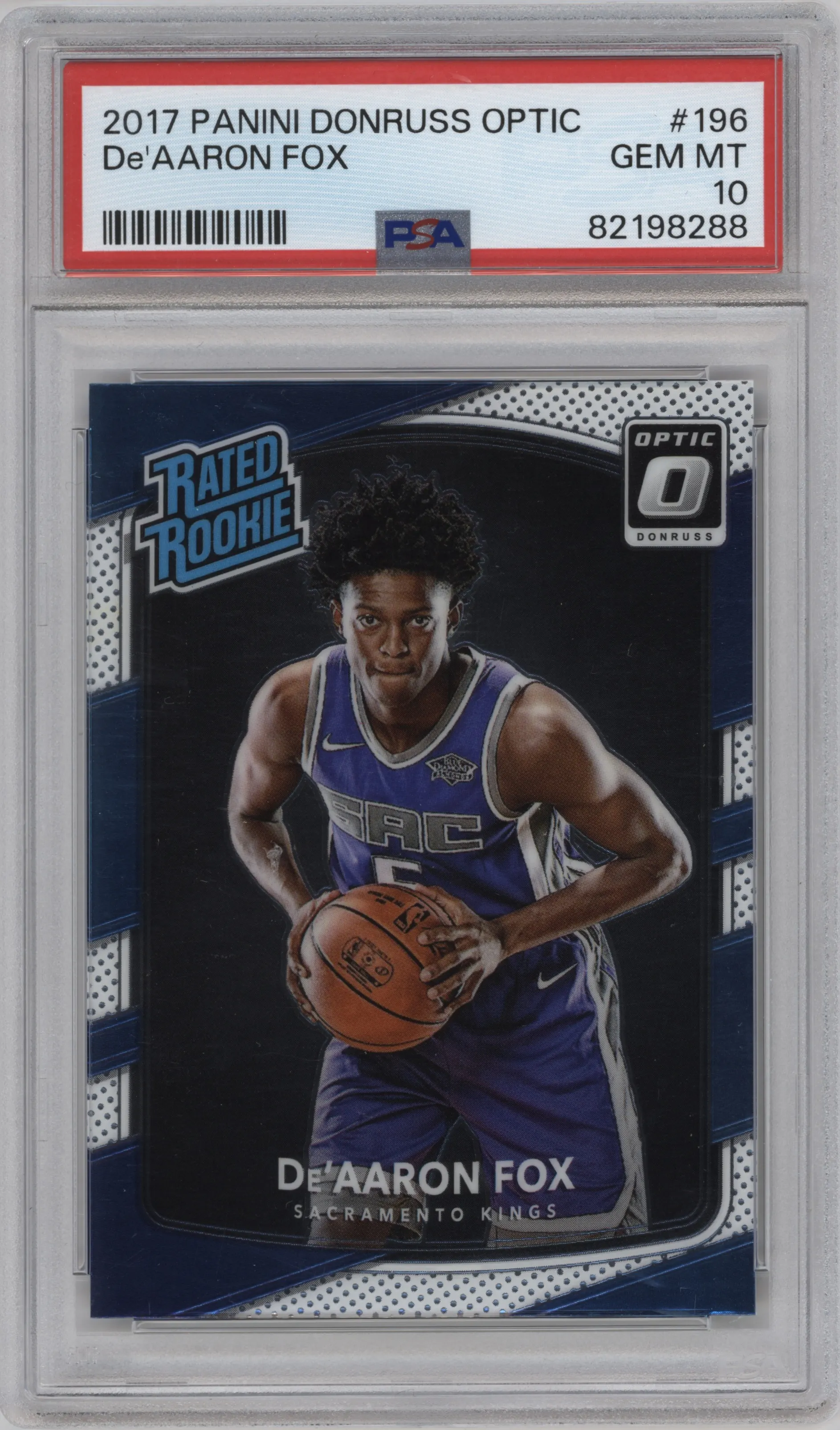 2017 Panini Donruss Optic Rated Rookie De'Aaron Fox PSA 10