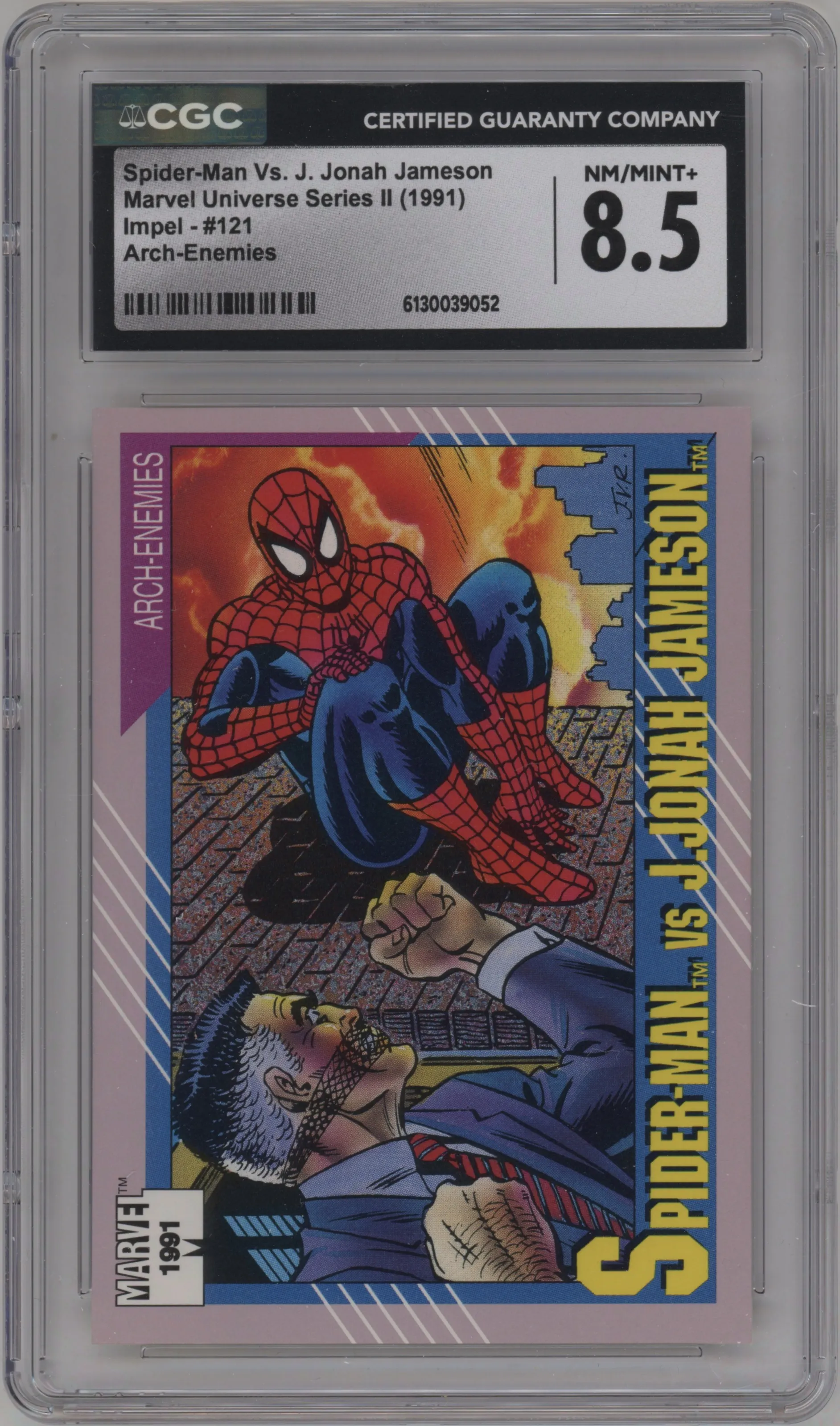 1991 Impel Marvel Universe Spider-Man vs. J. Jonah Jameson #121 CGC 8.5