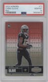 Chris Olave from the 2022 Panini Honors set featuring a Red parallel graded by PSA and given an overall grade of 10.