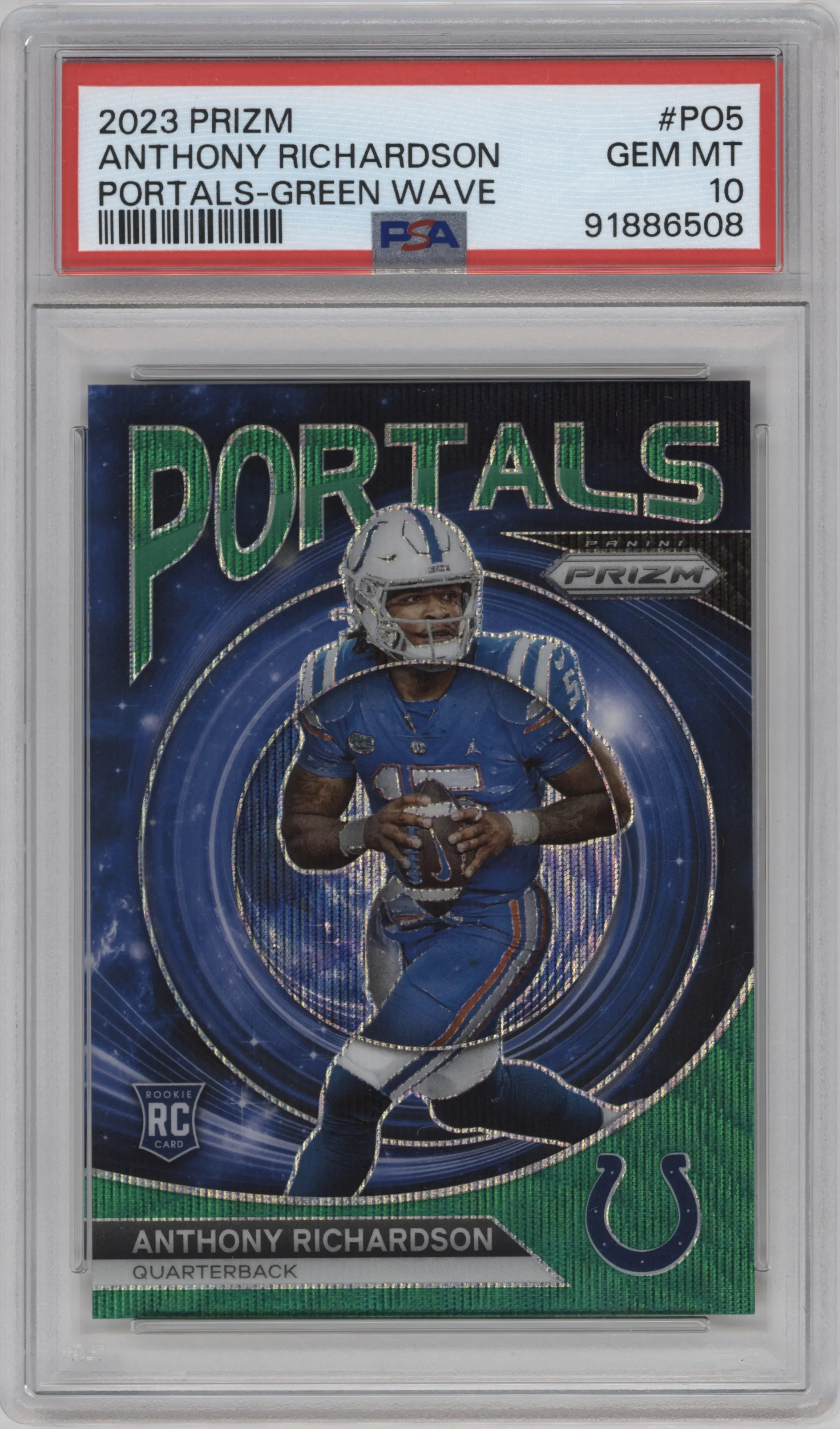 2023 Panini Prizm Portals Anthony Richardson Green Wave #PO-5 PSA 10