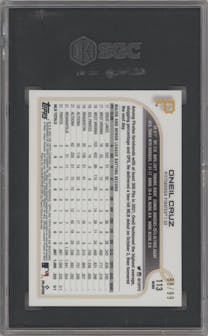 Oneil Cruz from the 2022 Topps Gilded Collection set graded by SGC and given an overall grade of 10.