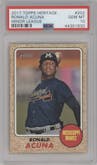 Ronald Acuna from the 2017 Topps Heritage Minor League set graded by PSA and given an overall grade of 10.