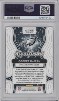 Cooper DeJean  from the 2024 Panini Prizm set graded by PSA and given an overall grade of 10.