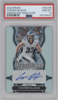 Cooper DeJean  from the 2024 Panini Prizm set graded by PSA and given an overall grade of 10.