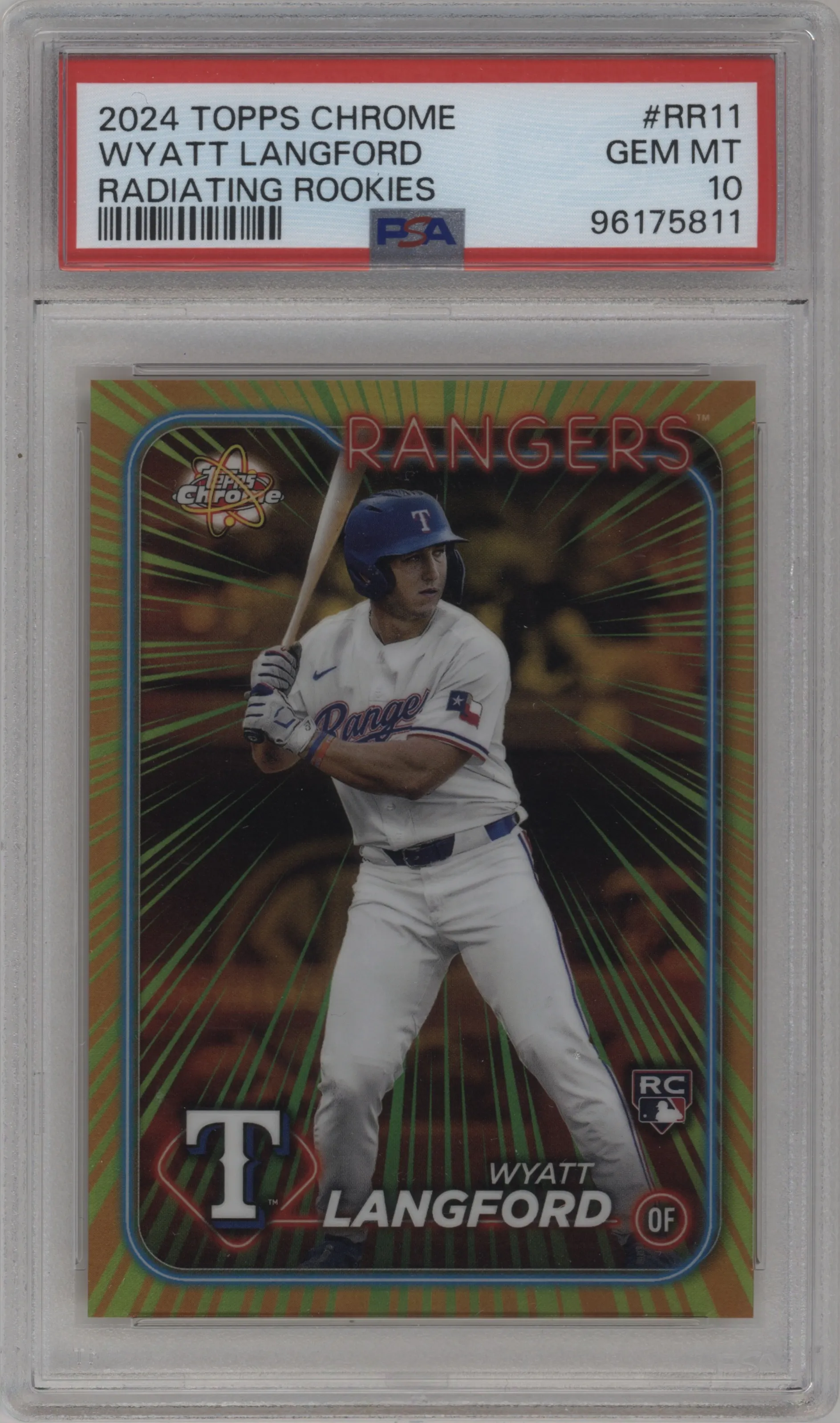 2024 Topps Chrome Radiating Rke. Wyatt Langford #RR-11 PSA 10