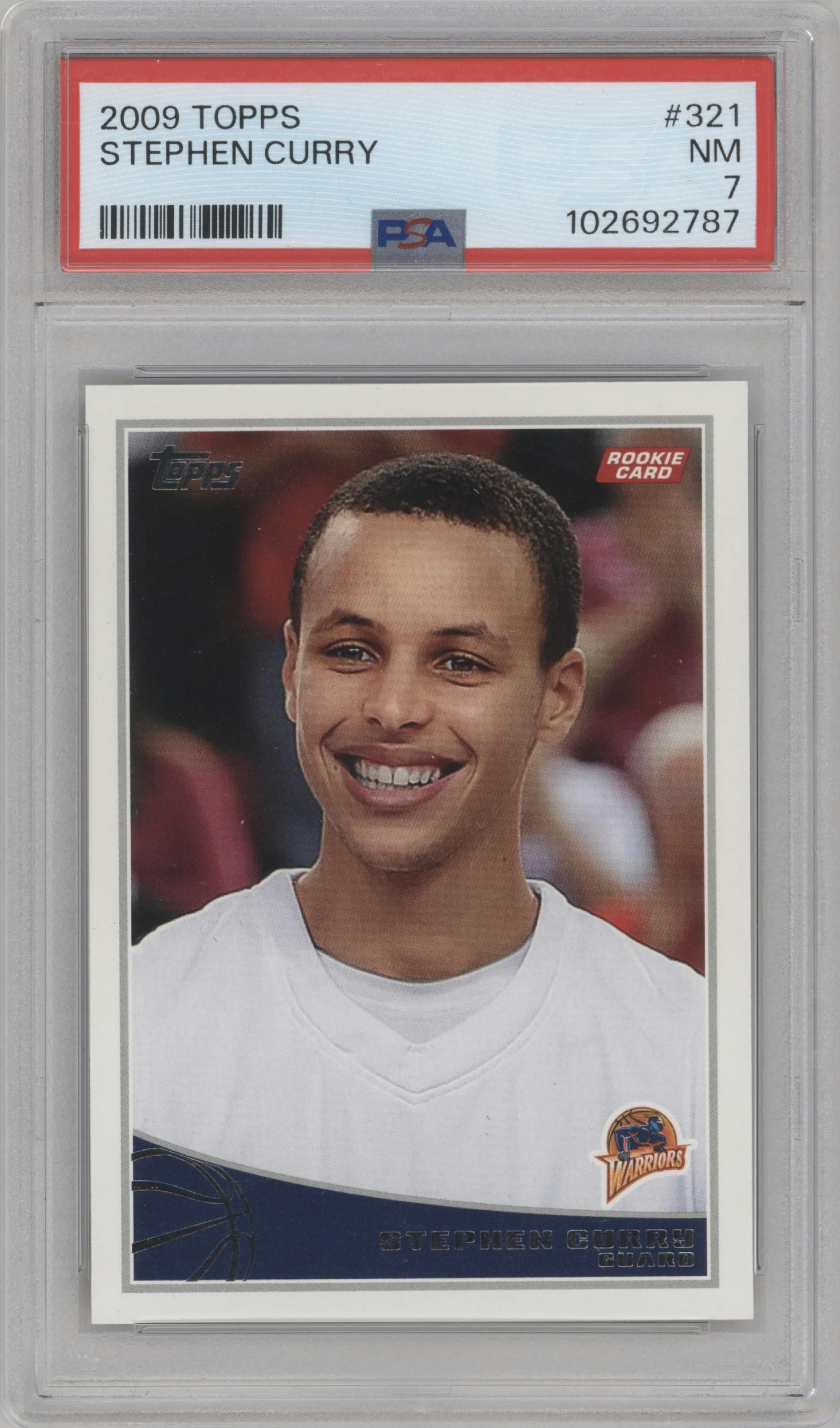 Stephen Curry from the 2009-10 Topps set graded by PSA and given an overall grade of 7.
