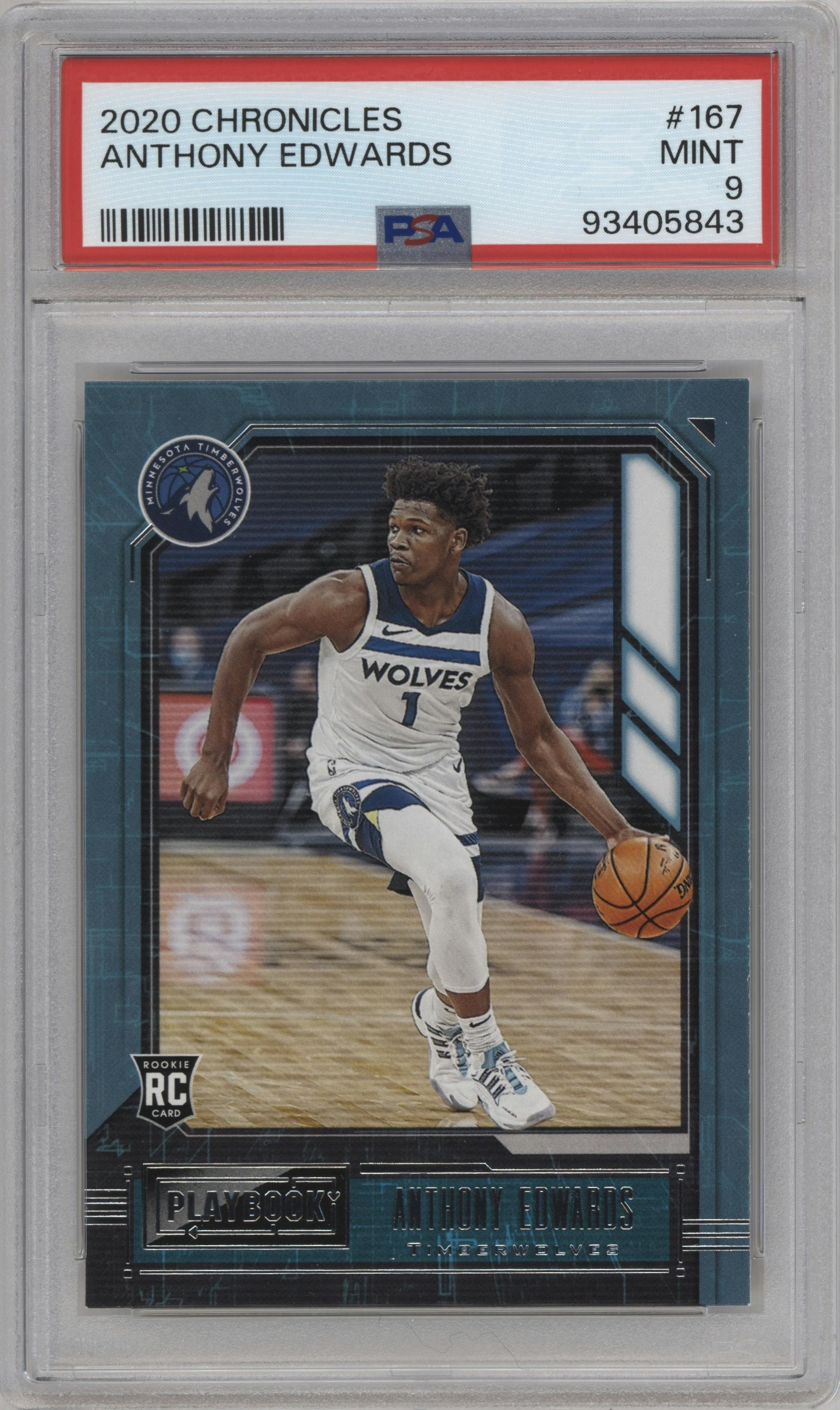 Anthony Edwards from the 2020-21 Panini Chronicles set graded by PSA and given an overall grade of 9.
