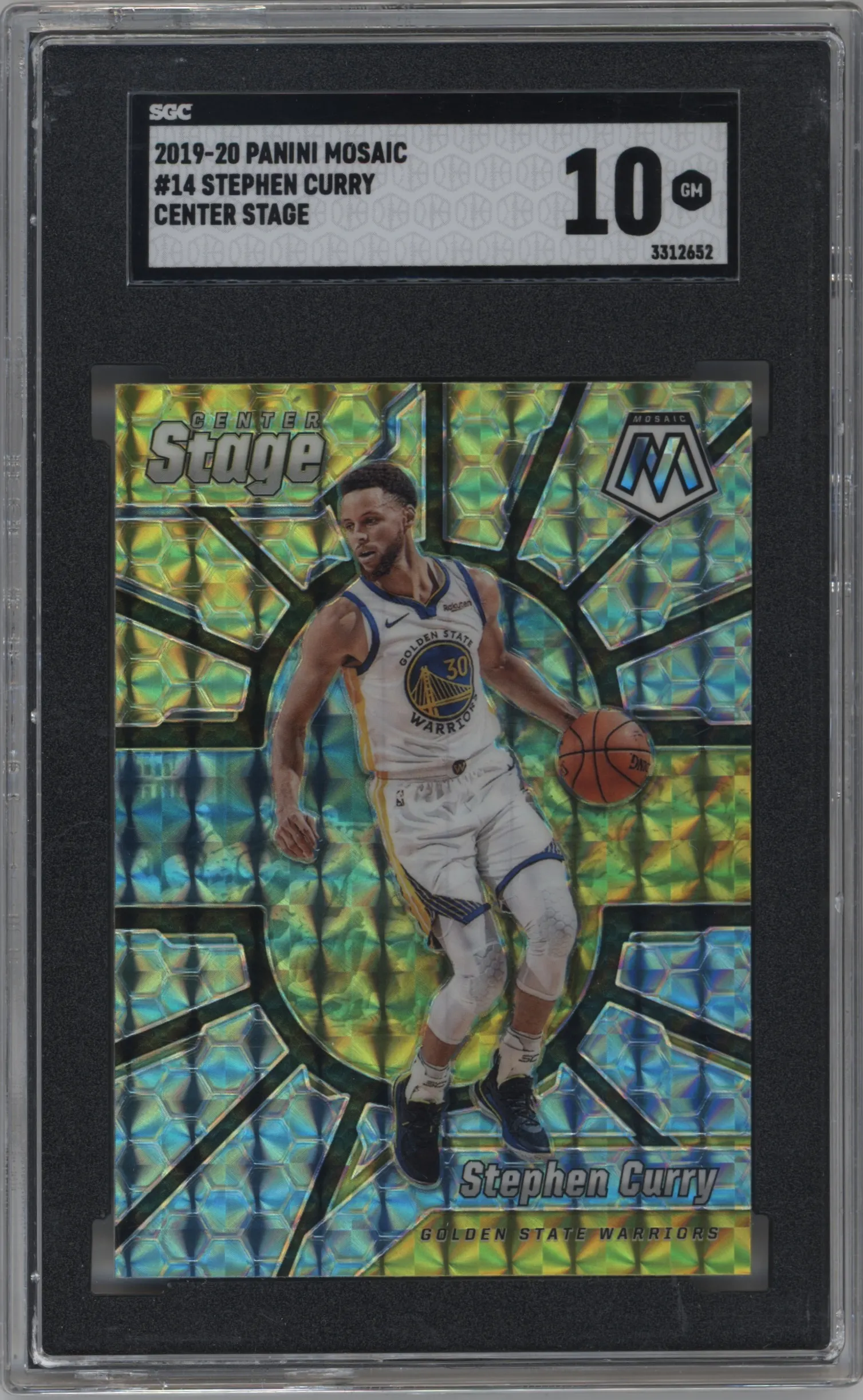 2019 Panini Mosaic Center Stage Stephen Curry SGC 10