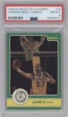 Kareem Abdul-Jabbar  from the 1984 Star Celtics Champs set graded by PSA and given an overall grade of 8.