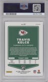 Travis Kelce from the 2021 Panini Donruss Optic set featuring a Red Stars parallel graded by PSA and given an overall grade of 9.