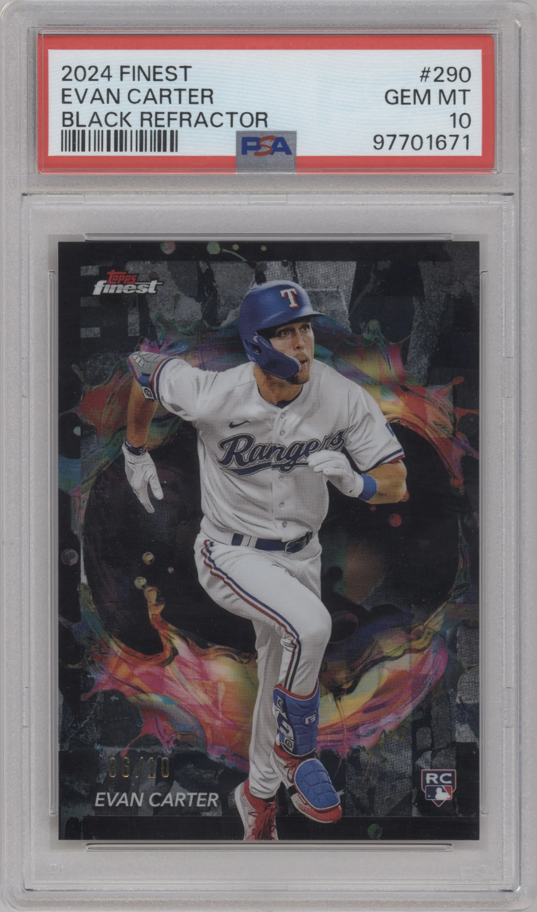2024 Topps Finest Evan Carter Black Refractor PSA 10