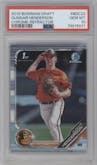 Gunnar Henderson from the 2019 Bowman Draft set featuring a Refractor parallel graded by PSA and given an overall grade of 10.